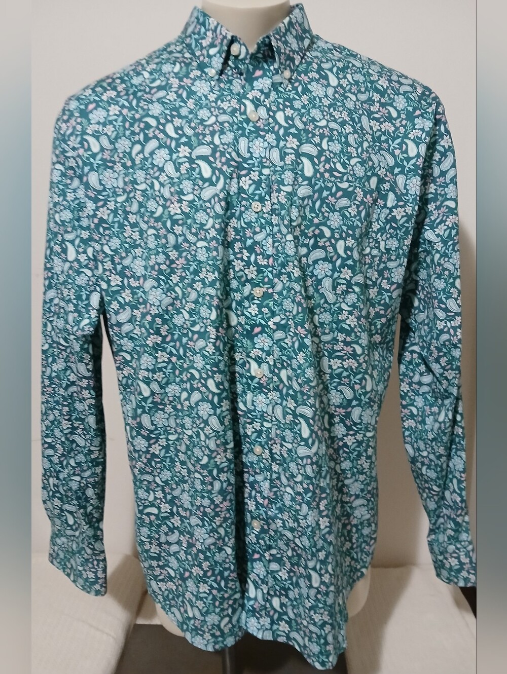 Crown & Ivy Mens Classic Fit Paisley Floral Button Down Long Sleeve Shirt 2XL